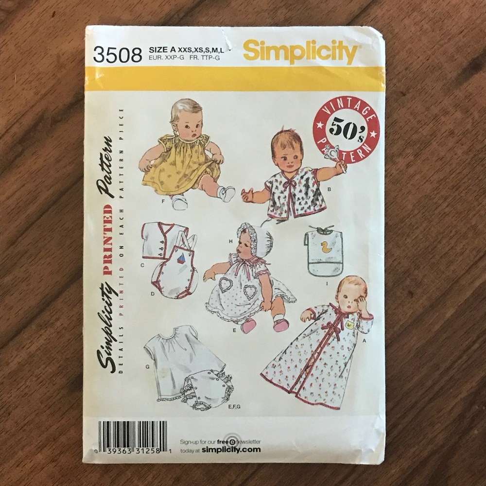 Unused Classic Baby Sewing Pattern